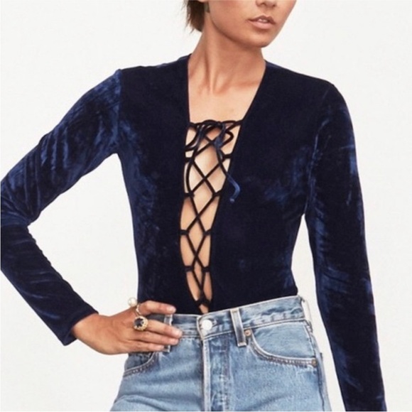 Reformation velvet bodysuit in gray NEW - Picture 1 of 5